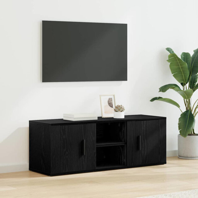 TV Cabinet Black Oak 100 X 31.5 X 35 Cm Engineered Wood