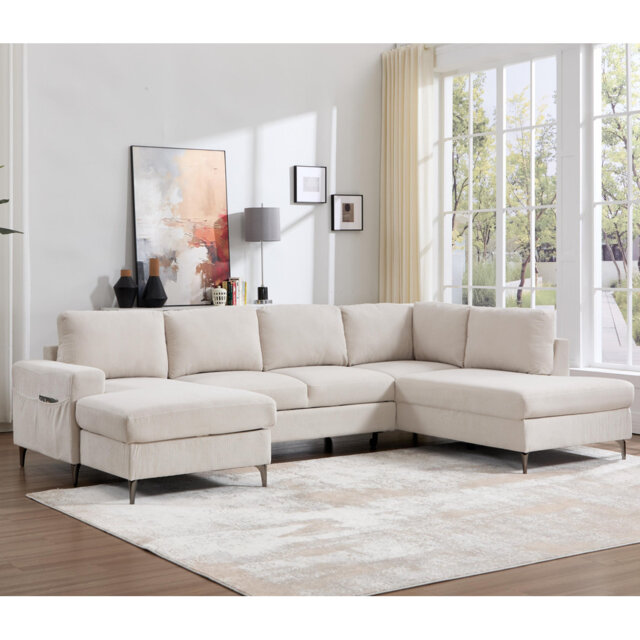 5-Seater Corner Sofa Bed, L-Shaped Sectional with Pull-Out Sleeper, Reversible Chaise