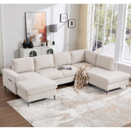 5 Seater Corner Sofa Bed, L-Shaped Sectional with Pull-Out Sleeper, Reversible Chaise
