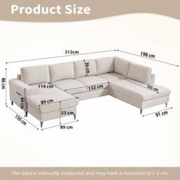 5 Seater Corner Sofa Bed, L-Shaped Sectional with Pull-Out Sleeper, Reversible Chaise