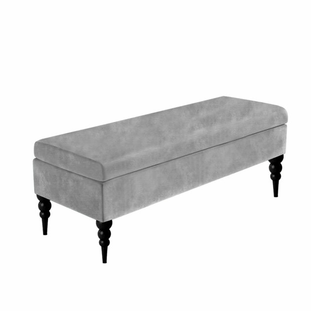 Safar Plain Upholstered Bench – Naples Shoe Bench Footstool with Storage & Turned Wooden Legs