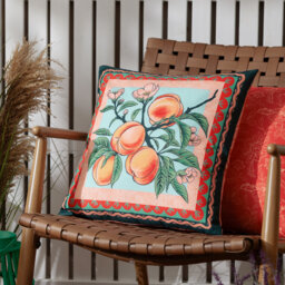 Anemone Peaches Indoor / Outdoor Floral Orange Square Cushion