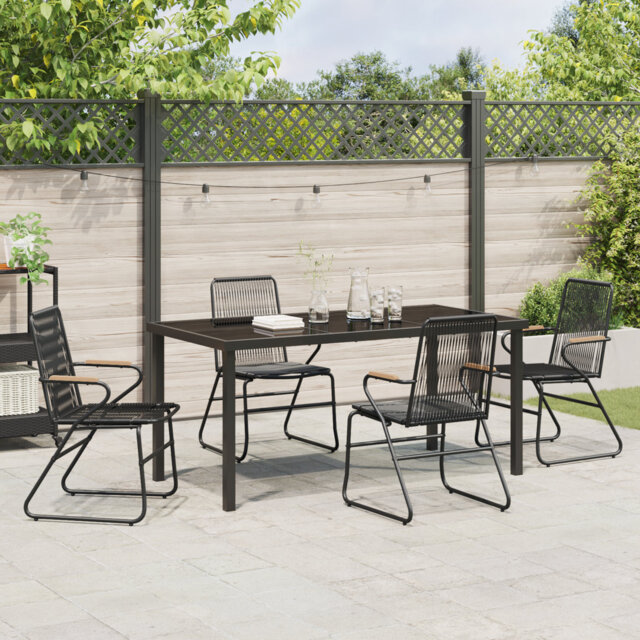 5 Piece Garden Dining Set Black PVC