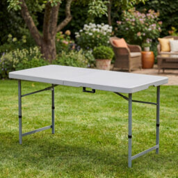 4ft Folding Table With Heavy Duty Metal Frame For Indoor/Outdoor Use With Carry Handle