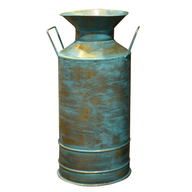 ORIGEN Decor Home Tinplate Decorative Blue Ethnic Vase for Home and Office