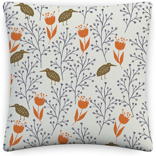 Indoor / Outdoor Floral White Square Cushion Cover