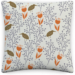 Indoor / Outdoor Floral White Square Cushion Cover