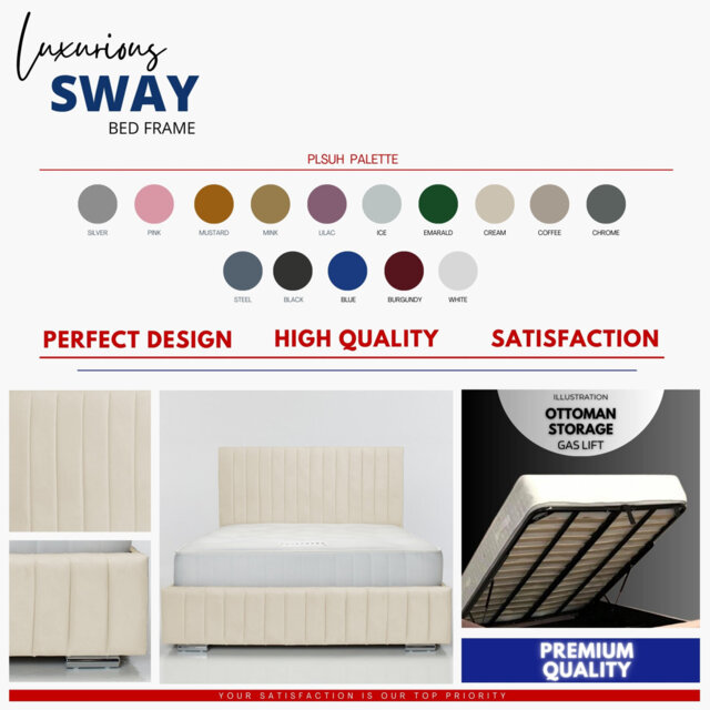 Aylei Wingback Ottoman Storage Bed - Plush Velvet Gas Lift Bed Frame with Headboard
