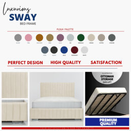Aylei Wingback Ottoman Storage Bed - Plush Velvet Gas Lift Bed Frame with Headboard