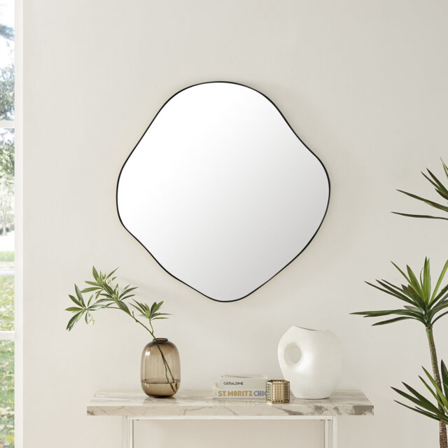 Loscalzo Pebble Metal Framed Wall Mirror - Organic Shape Hallway Mirror