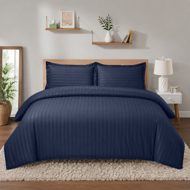 Imperial Homeware London Microfiber Striped Duvet Cover Set with Pillowcases Included