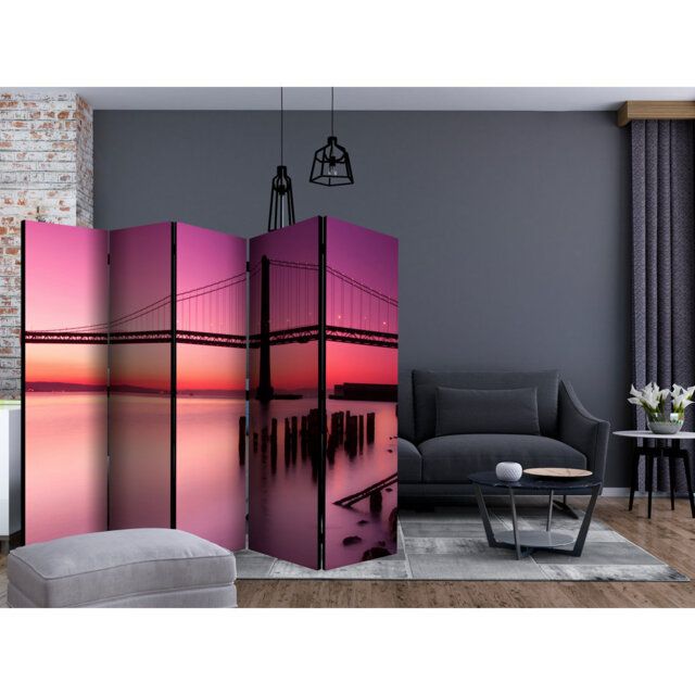 225cm W x 172cm H 5 - Panel Solid Wood Folding Room Divider