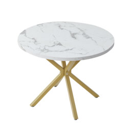 Adorna Round Solid Wood Top Metal Base Dining Table