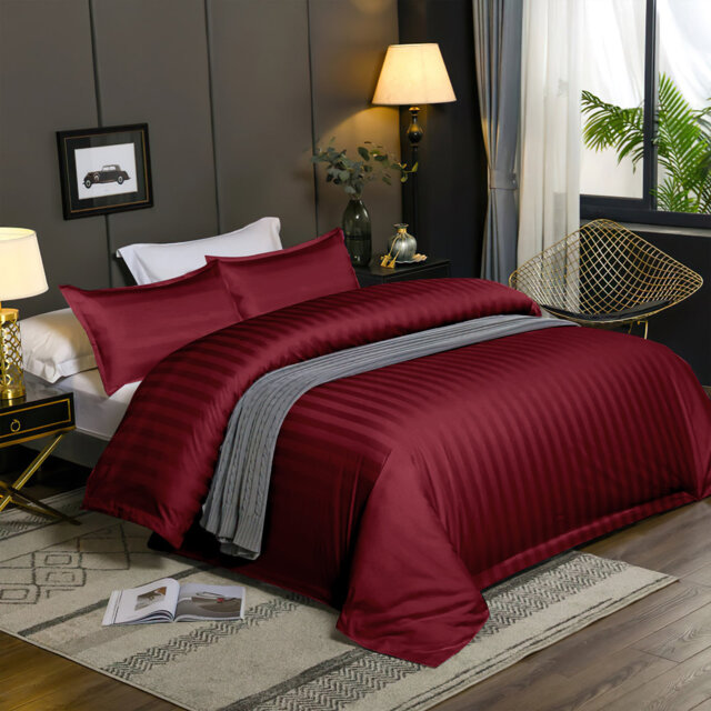 Microfibre 250 Thread Count Reversible Stripe Duvet Cover set for rooms
