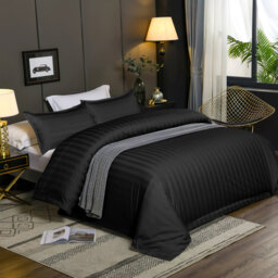 Microfibre 250 Thread Count Reversible Stripe Duvet Cover set for rooms