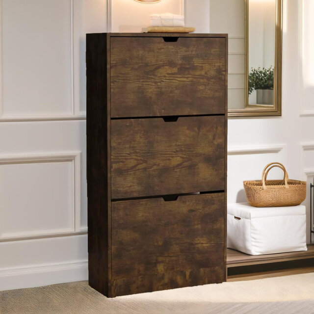 Industrial 3 Drawer Shoe Storage Cabinet With Flip Drawers