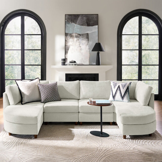 Johannes 6-Seater Chenille Corner Sofa with Under-Seat Storage