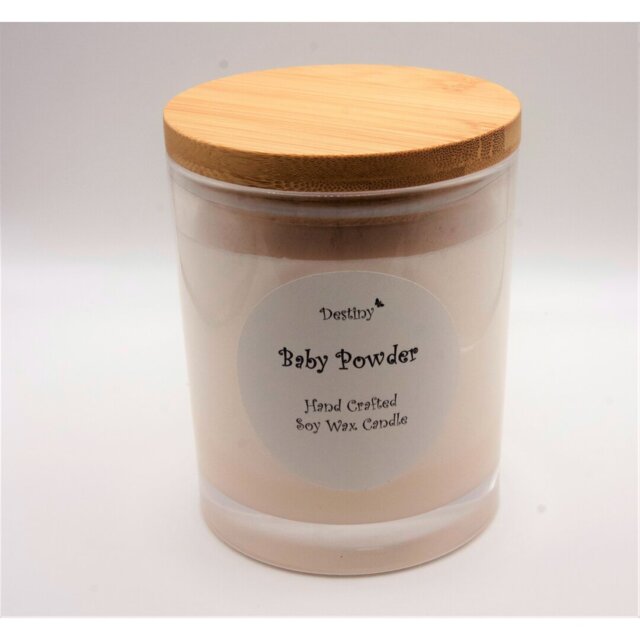 Baby Powder Scented Jar Candle with Glass Holder