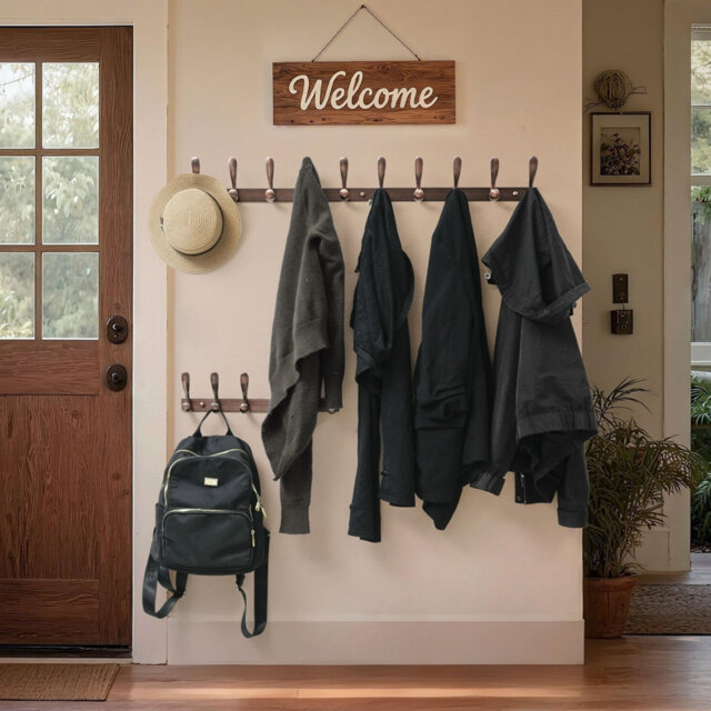 Iron Wall Mounted Required 10 - Hook Wall Mounted Coat Rack