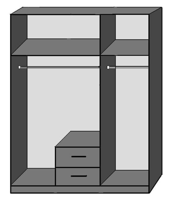 Wardrobe Modern Alpine 3 Door 2 Drawer Wardrobe 135cm Wide