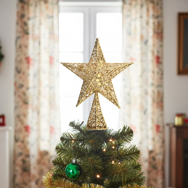 Wrought Iron Christmas Tree Topper Star Ornament Home Decor