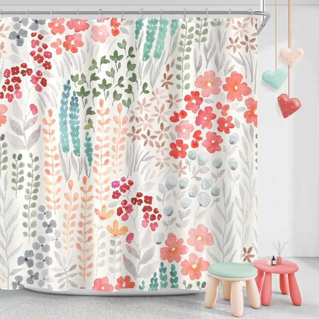 Wildflower Boho Cottagecore Polyester Shower Curtain Set