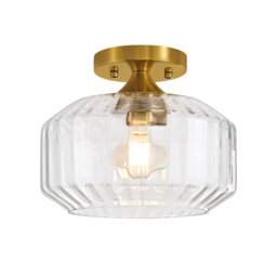 1 - Light Glass Semi Flush Mount Ceiling Light Brushed Gold