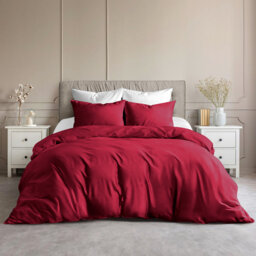 Plain Microfibre Reversible Contemporary Quilt Duvet Cover with Pillowcases