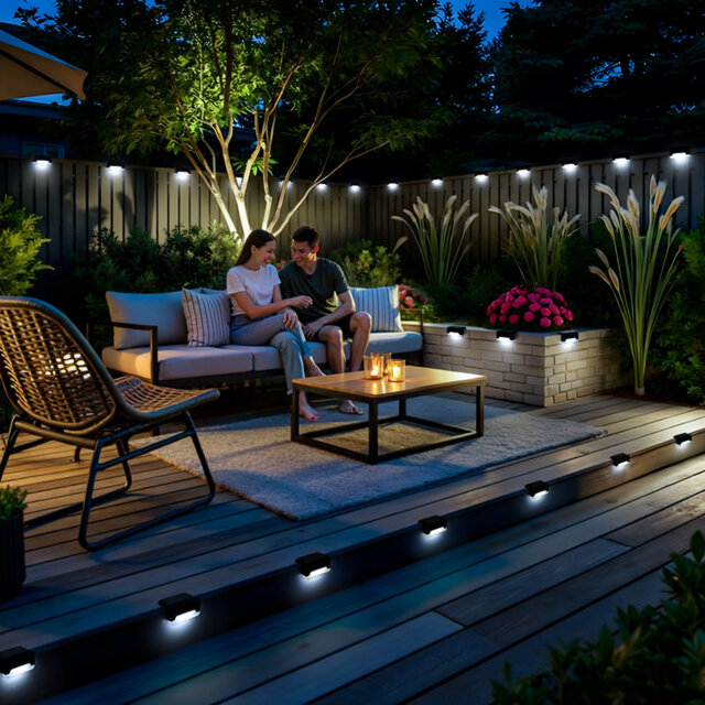 Solpex Solar Fence Lights Outdoor Garden, 12 Pack Solar Deck Lights Outdoor, IP44 Waterproof for Stairs, Fence, Yard, Garden, Patio, Pathway(Black, Co