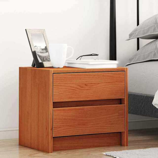 Bedside Tables Wax Brown 40 X 30.5 X 35.5 Cm Pine Wood