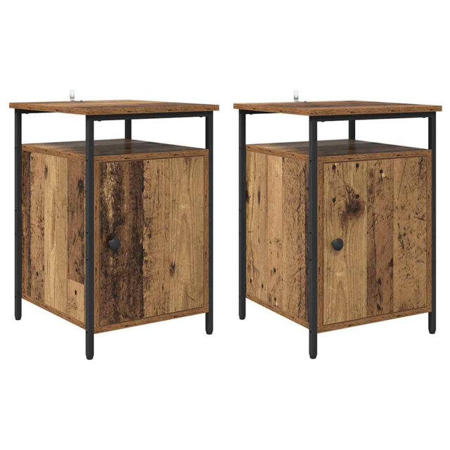 Bedside Cabinet 2 Pcs Black Oak 40 X 42 X 60Cm Engineered Wood
