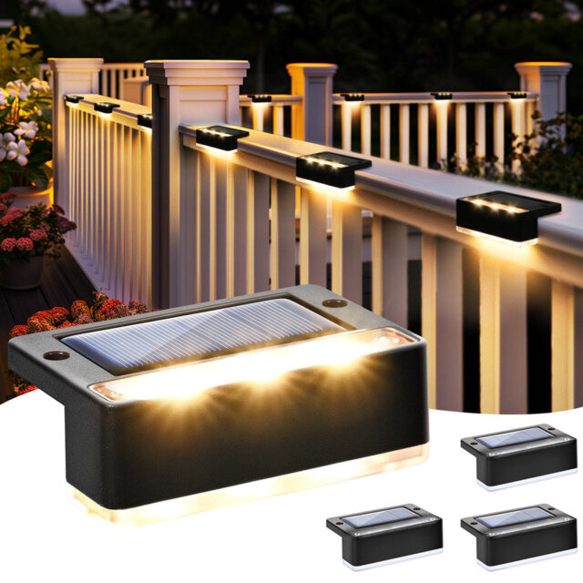 Solar Step Lights 4 Stks SMD LED Outdoor Dek Hek Trap Wit Licht Rvs Waterdicht Zonnelandschap