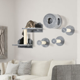 Cat Wall Furniture with Perch Cat House for Indoor Cats 5Pcs Grey