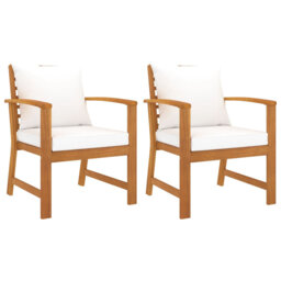 Kahlo Garden Chairs 2 Pcs With Cream Cushions Solid Wood Acacia