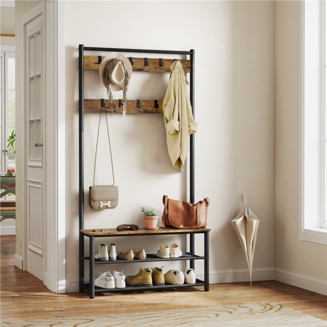 Hall Tree 85cm Wide with Bench and Shoe Storage