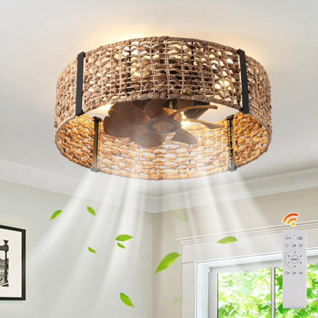 30cm 7 - Blade Smart Ceiling Fan with Remote Control and Light Kit Included