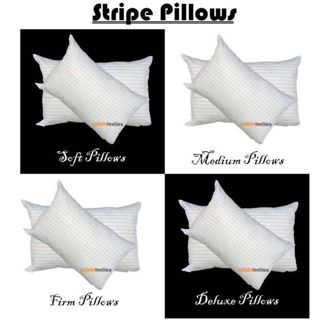 Luxury Hotel Quality Satin Stripe Hollowfibre Plush Support Pillow