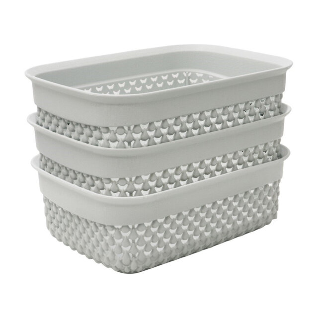 JVL Droplette 1.1L Set of 3 Storage Baskets - Ice Grey