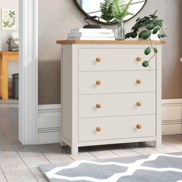 Pompey 4 Drawer 90Cm W Solid Wood Chest Of Drawers