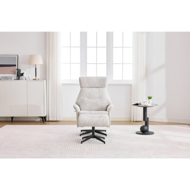 Mira Swivel Chair and Footstool Beige