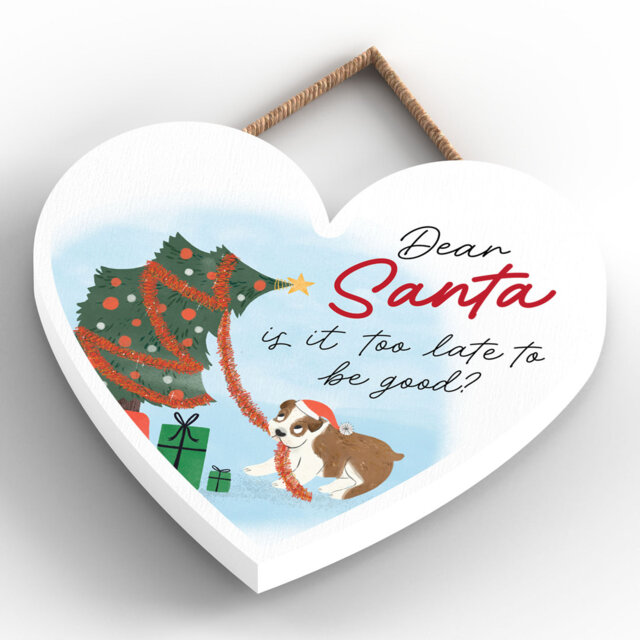 Dear Santa Wooden Heart Plaque Vivid Squid Wholesale Wall Decor