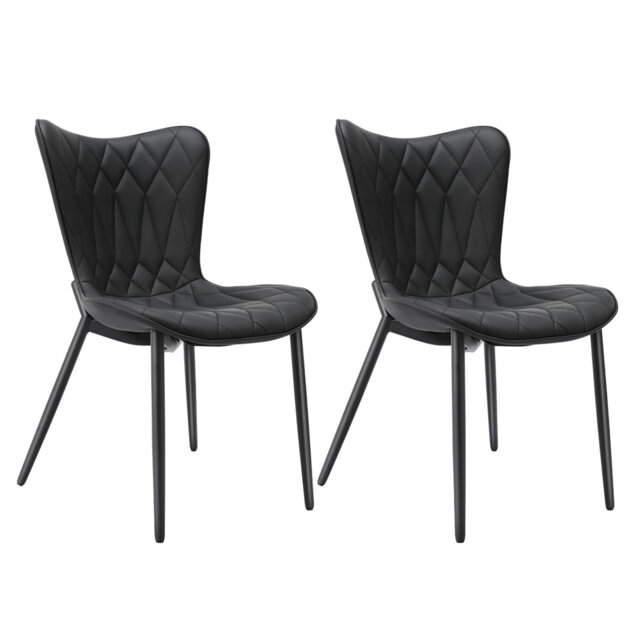Cat Scratching Leather Dining Chair, Diamond Quilting, (set Of 2)