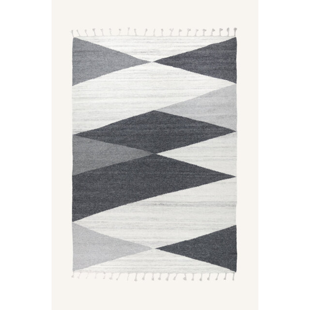 Palmer Flatweave Wool Grey/White/Black Rug