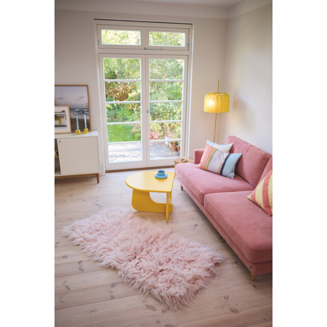 , Pink Fluffy, hand-woven flokati rug made of 100% virgin wool