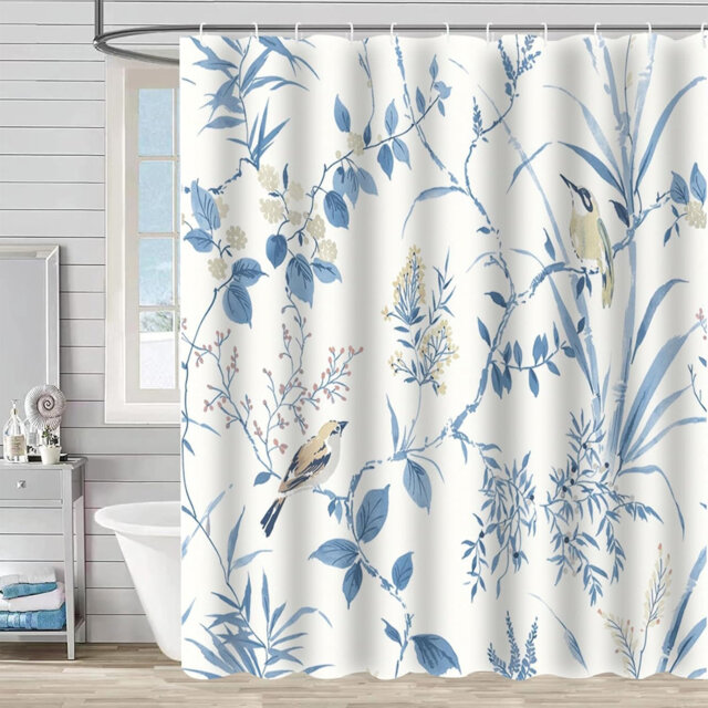 Shower Curtain Polyester Fabric Shower Mould and Mildew Resistant Curtain 180 x 180 cm