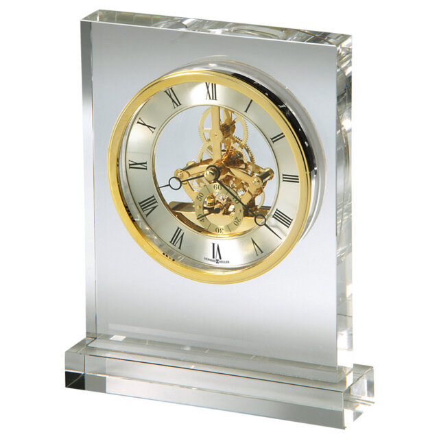 Modern & Contemporary Roman Numeral Crystal Quartz Movement / Crystal Tabletop Clock in Clear/Brass