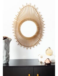 Robenson Sunburst Metal Framed Wall Mounted Accent Mirror in Gold