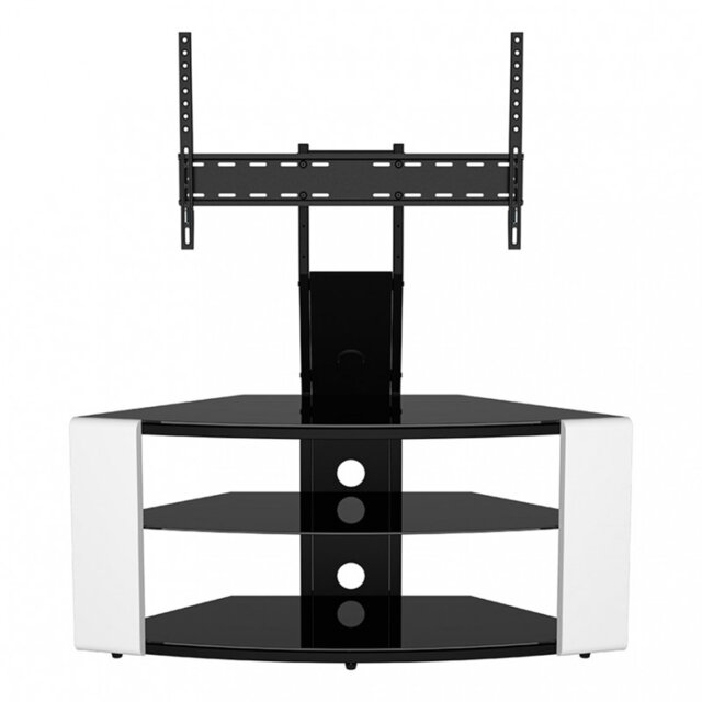 "1.08m Corner TV Stand with Mount for TVs up to 65""- Gloss White"