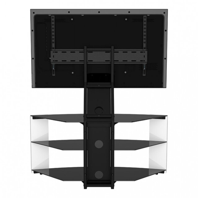 "1.08m Corner TV Stand with Mount for TVs up to 65""- Gloss White"