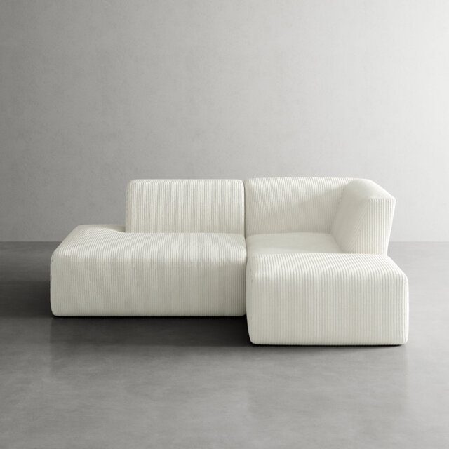 Berlare 3 - Piece Upholstered Corduroy Modular Sectional Sofa Set with Removable Ottoman – Fully Compressed, No Assembly Required